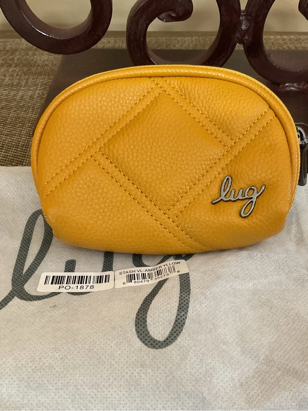 Lug Vegan Leather Stash Pouch. Amber yellow. NWT